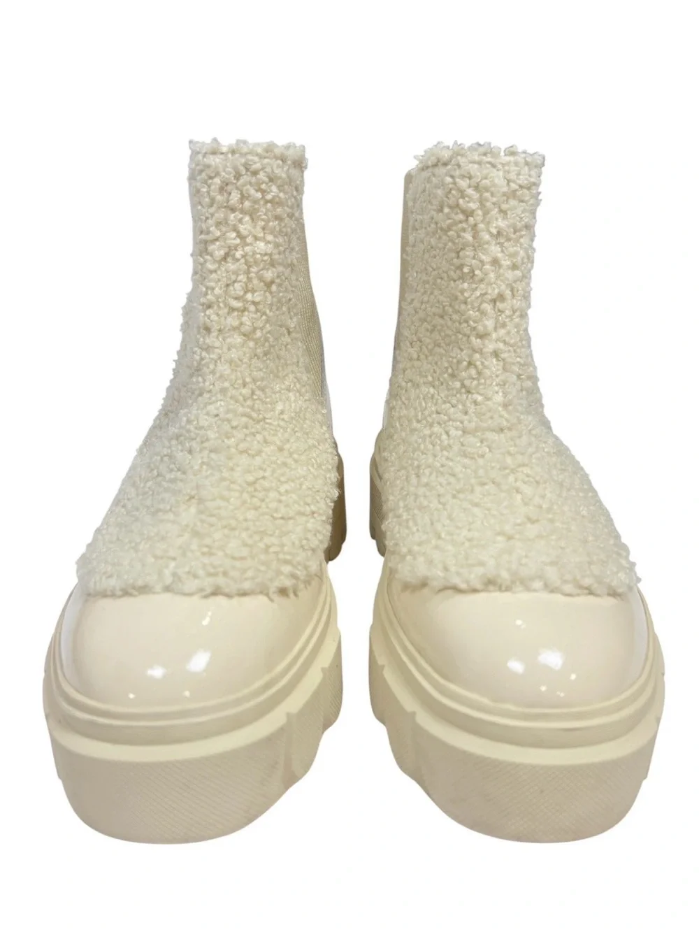 SOREL Caribou X Chelsea Cozy Boot Sz 8 Bleached Ceramic Oatmeal Shearling $200
